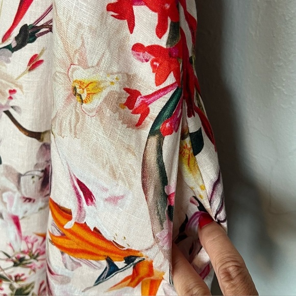 ALLSAINTS Char Leondra Dress Linen Floral  Multicolor Sleeveless 4 - Picture 6 of 13